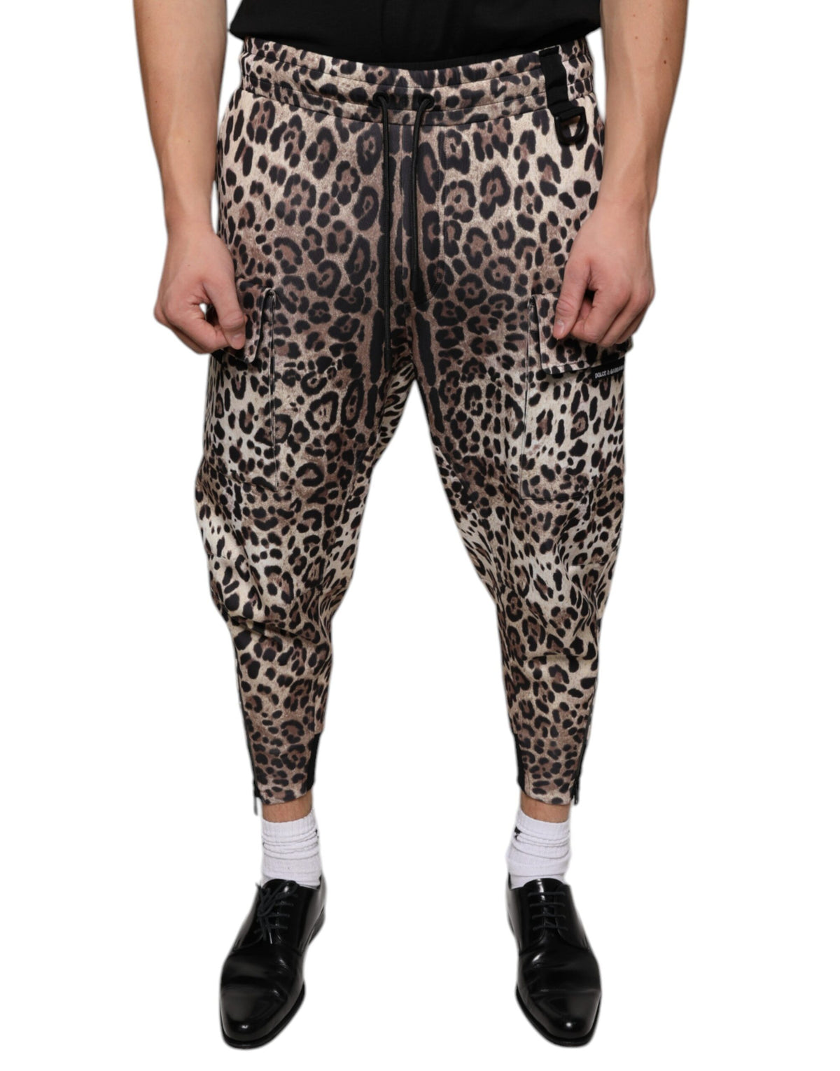 Pantalon de jogging en polyester marron léopard Dolce &amp; Gabbana