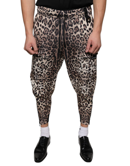 Dolce &amp; Gabbana bruine polyester joggingbroek met luipaardprint