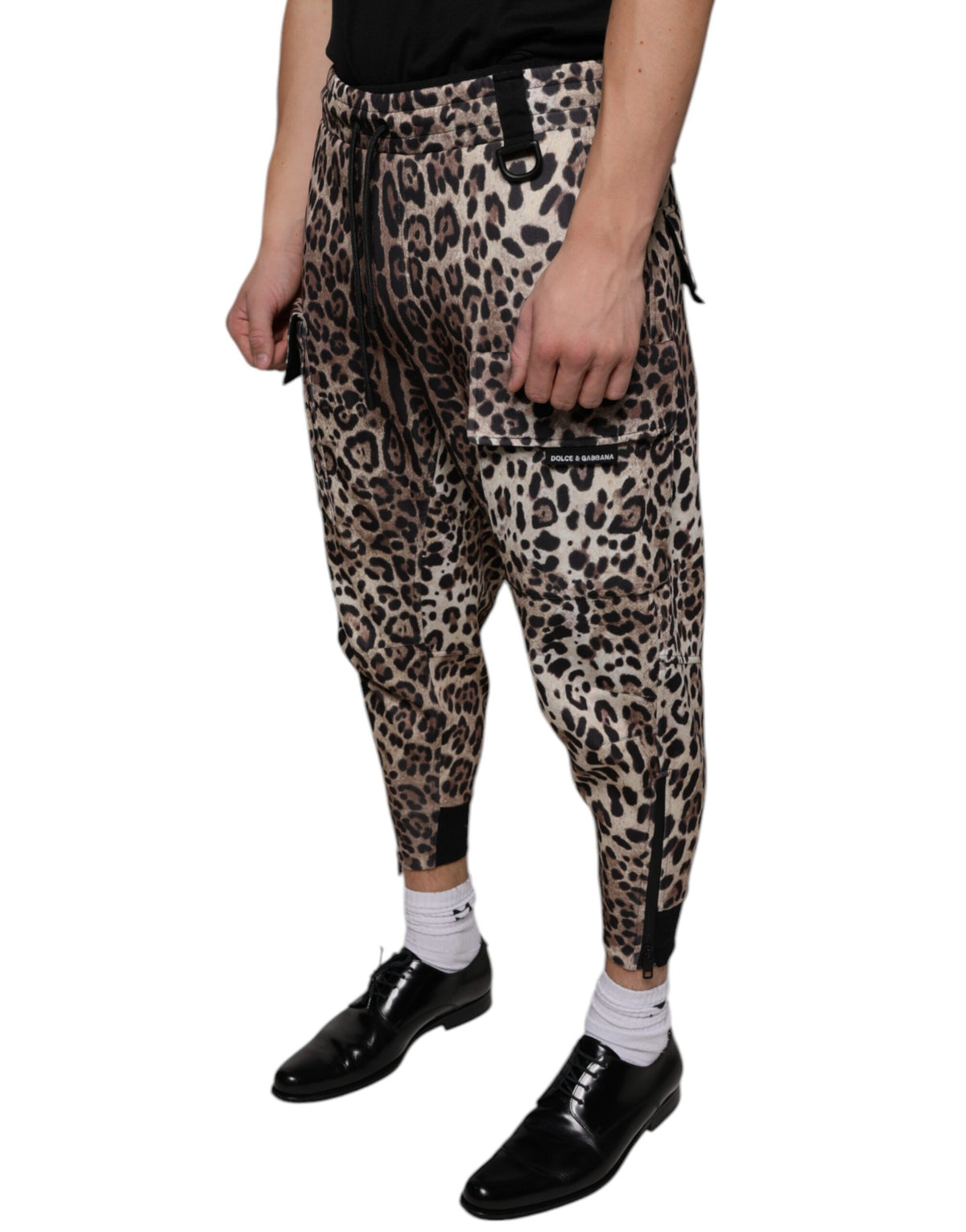 Pantalon de jogging en polyester marron léopard Dolce &amp; Gabbana