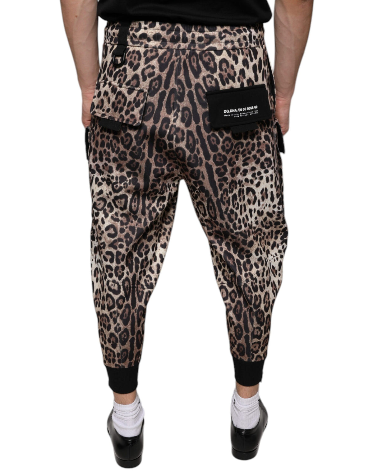 Pantalon de jogging en polyester marron léopard Dolce &amp; Gabbana
