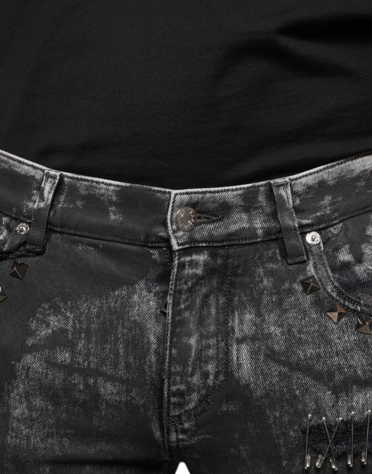 Jeans skinny en coton noir ornés de strass de Dolce &amp; Gabbana
