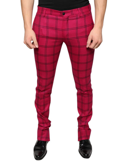 Pantalon skinny en laine à carreaux roses de Dolce &amp; Gabbana