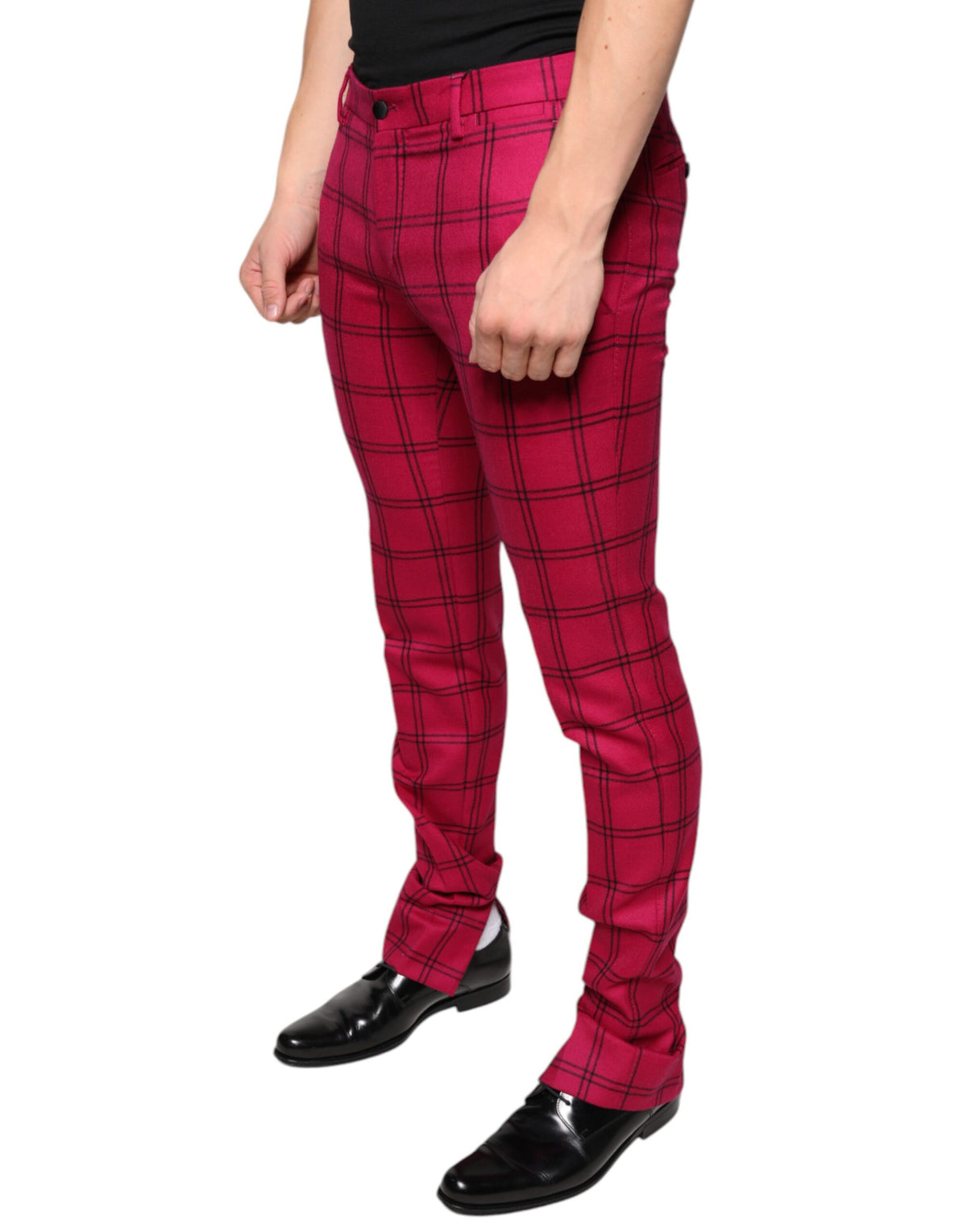 Pantalon skinny en laine à carreaux roses de Dolce &amp; Gabbana
