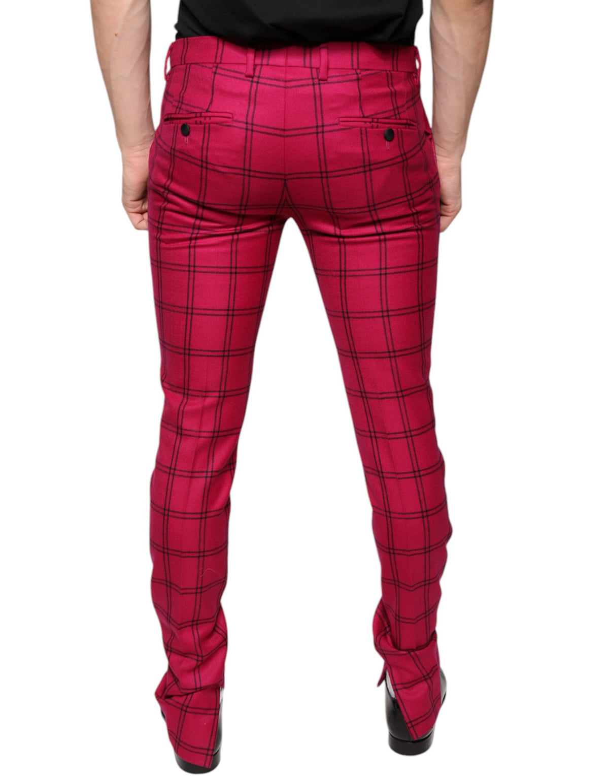 Pantalon skinny en laine à carreaux roses de Dolce &amp; Gabbana