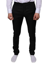 Pantalon tailleur noir en laine, coupe skinny, Dolce &amp; Gabbana
