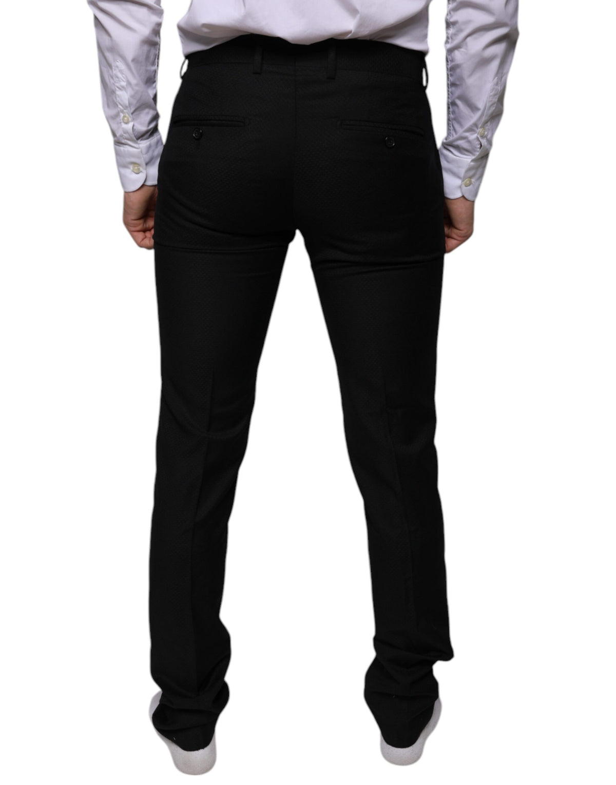 Pantalon tailleur noir en laine, coupe skinny, Dolce &amp; Gabbana