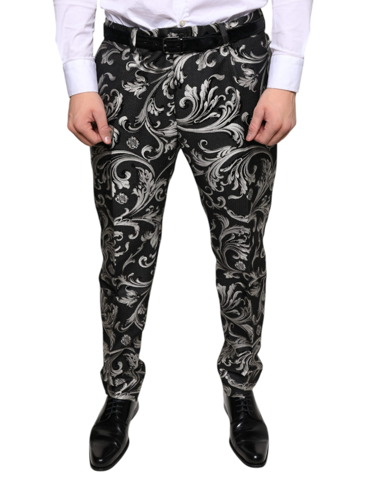 Pantalon-jupette skinny en jacquard noir Dolce &amp; Gabbana