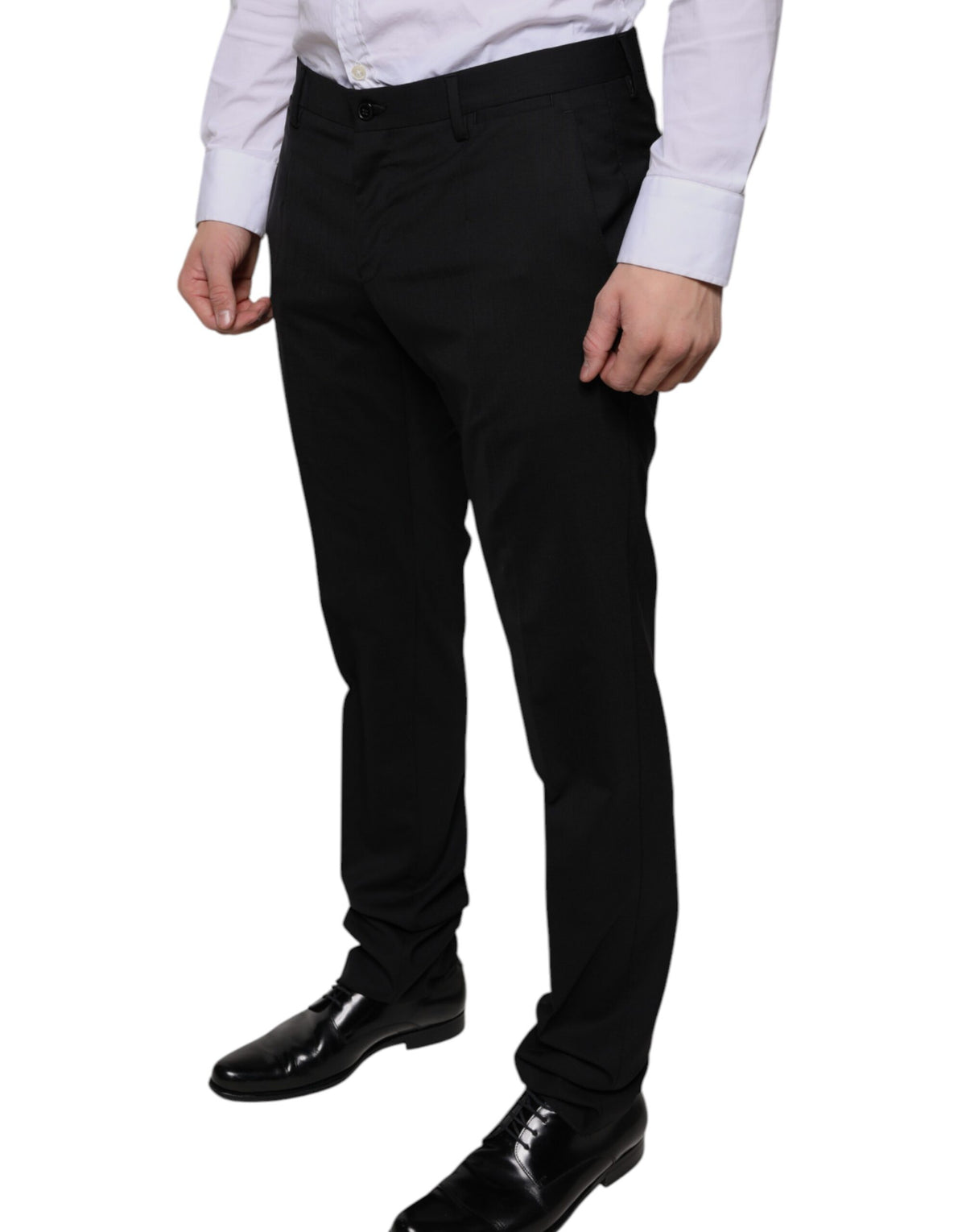 Pantalon tailleur noir en laine, coupe skinny, Dolce &amp; Gabbana