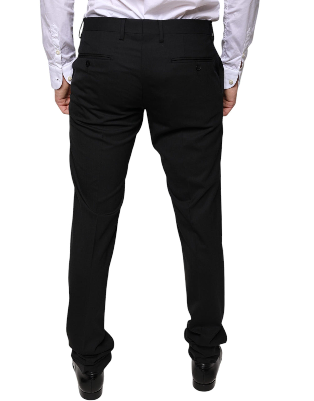Pantalon tailleur noir en laine, coupe skinny, Dolce &amp; Gabbana