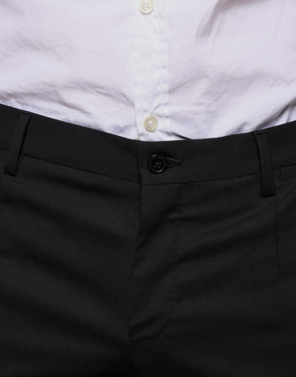 Pantalon tailleur noir en laine, coupe skinny, Dolce &amp; Gabbana