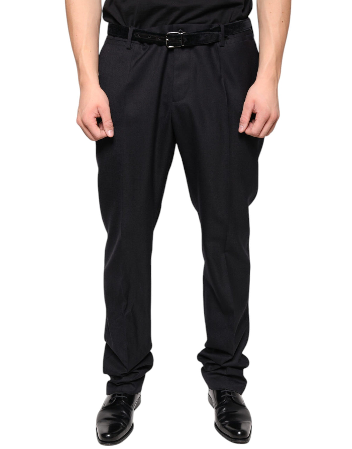 Pantalon tailleur noir en laine, coupe skinny, Dolce &amp; Gabbana