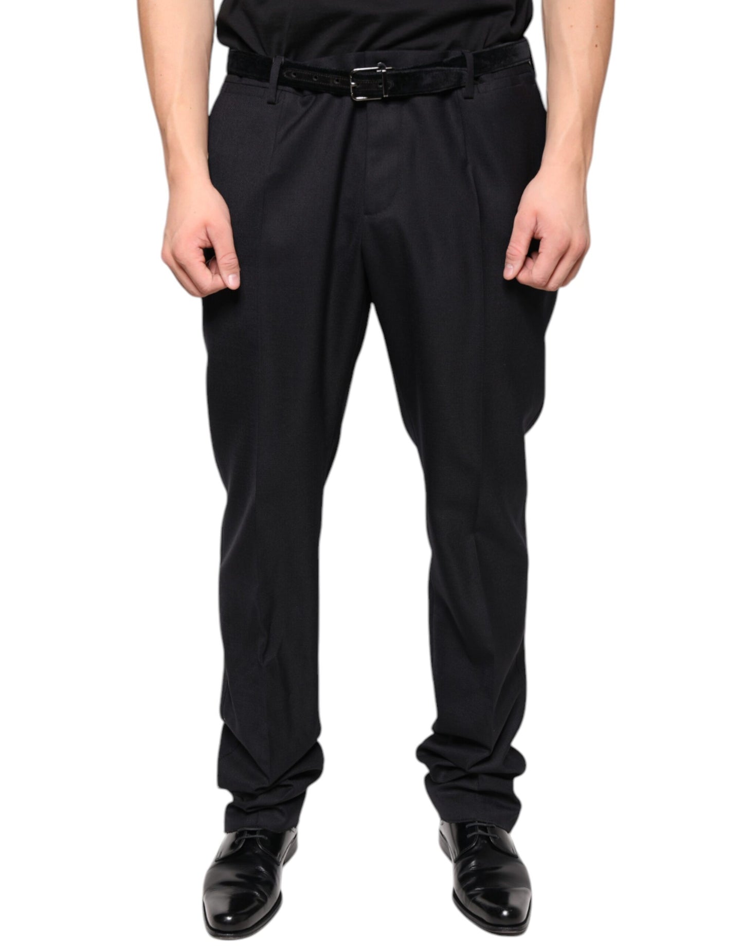 Pantalon tailleur noir en laine, coupe skinny, Dolce &amp; Gabbana