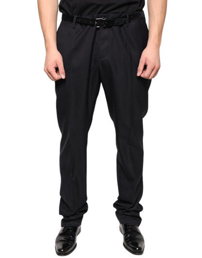 Pantalon tailleur noir en laine, coupe skinny, Dolce &amp; Gabbana