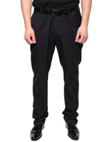 Pantalon tailleur noir en laine, coupe skinny, Dolce &amp; Gabbana