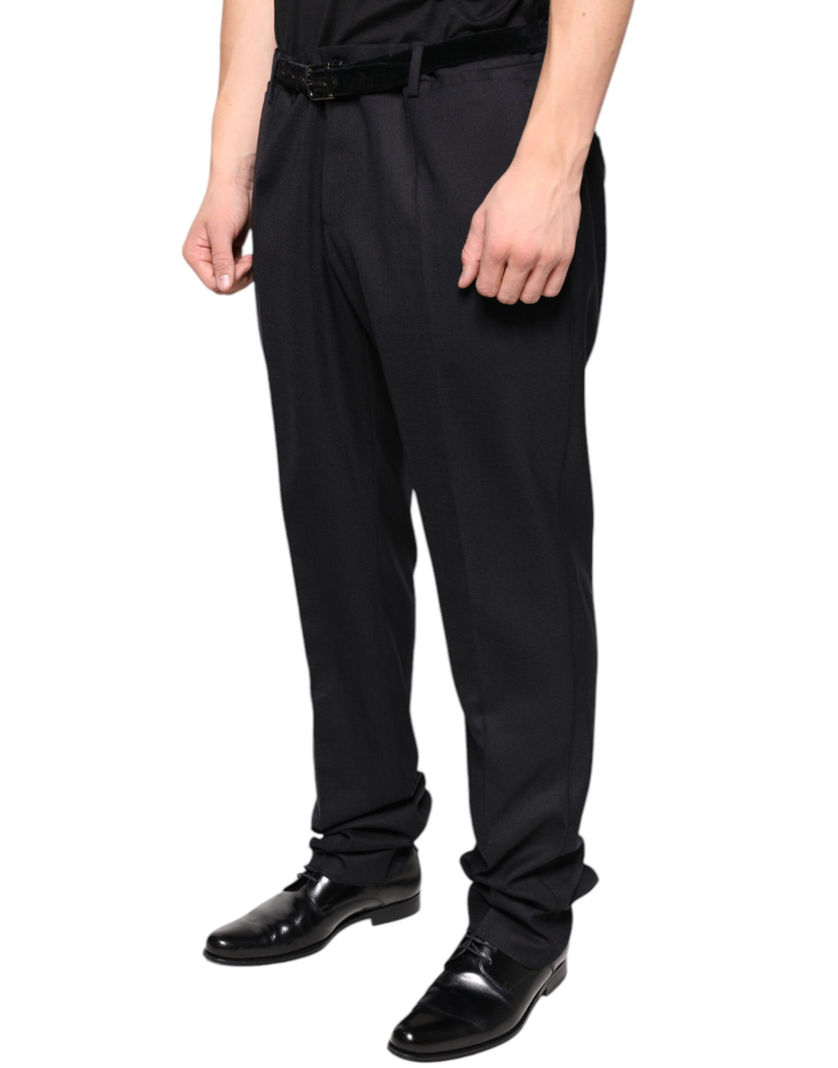 Pantalon tailleur noir en laine, coupe skinny, Dolce &amp; Gabbana