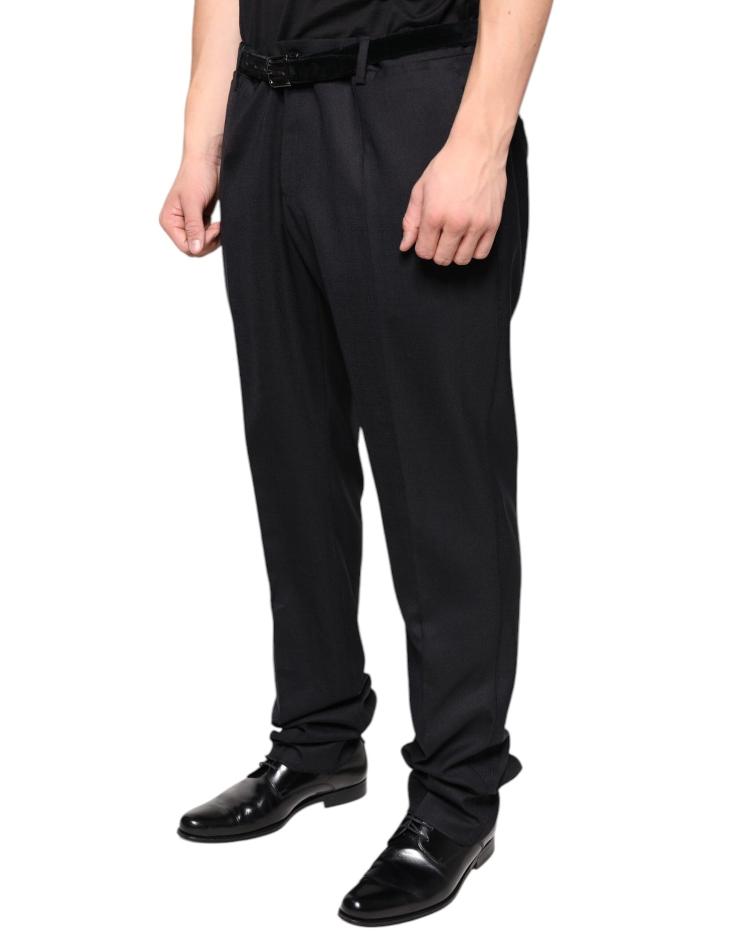 Pantalon tailleur noir en laine, coupe skinny, Dolce &amp; Gabbana