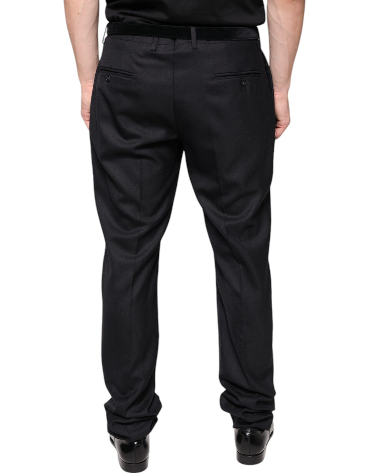 Pantalon tailleur noir en laine, coupe skinny, Dolce &amp; Gabbana