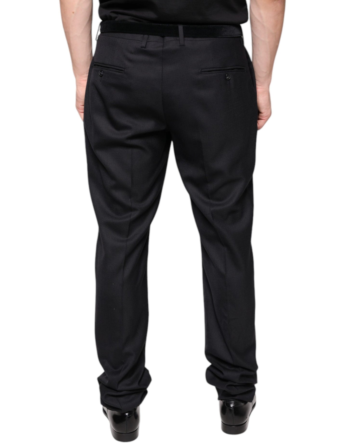 Pantalon tailleur noir en laine, coupe skinny, Dolce &amp; Gabbana