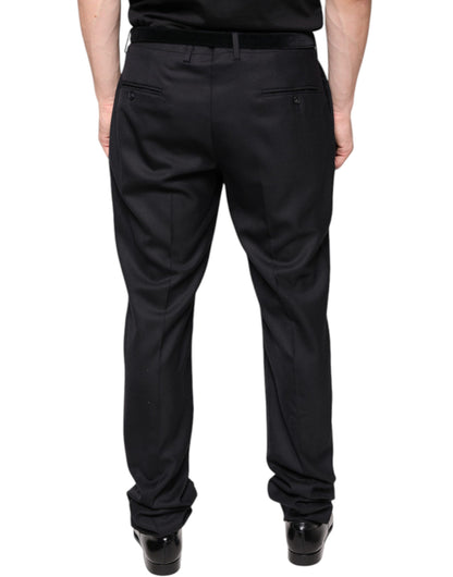 Pantalon tailleur noir en laine, coupe skinny, Dolce &amp; Gabbana
