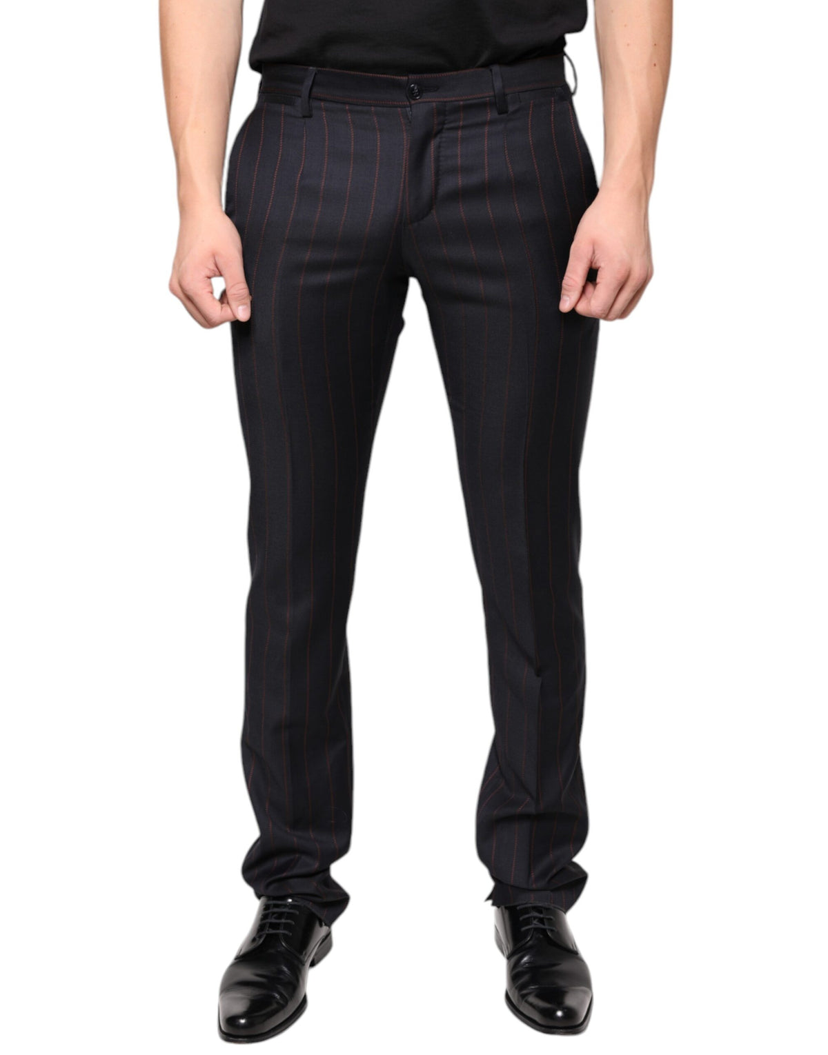 Pantalon habillé homme noir à rayures, coupe slim, Dolce &amp; Gabbana