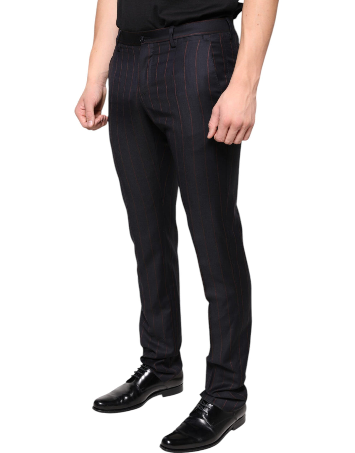 Pantalon habillé homme noir à rayures, coupe slim, Dolce &amp; Gabbana