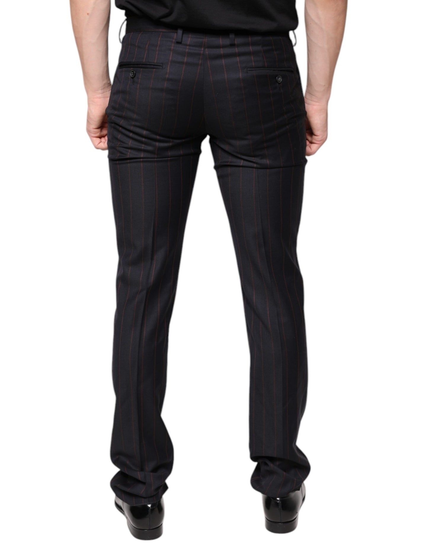Pantalon habillé homme noir à rayures, coupe slim, Dolce &amp; Gabbana