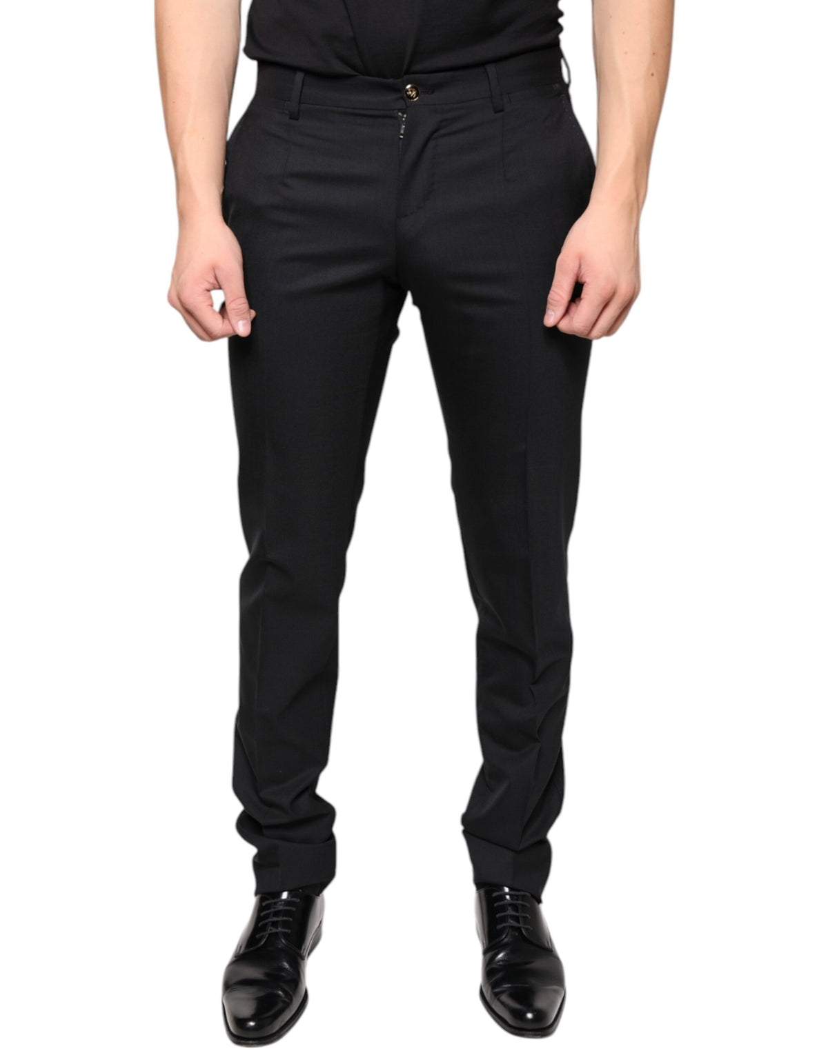 Pantalon tailleur noir en laine slim pour homme de Dolce &amp; Gabbana