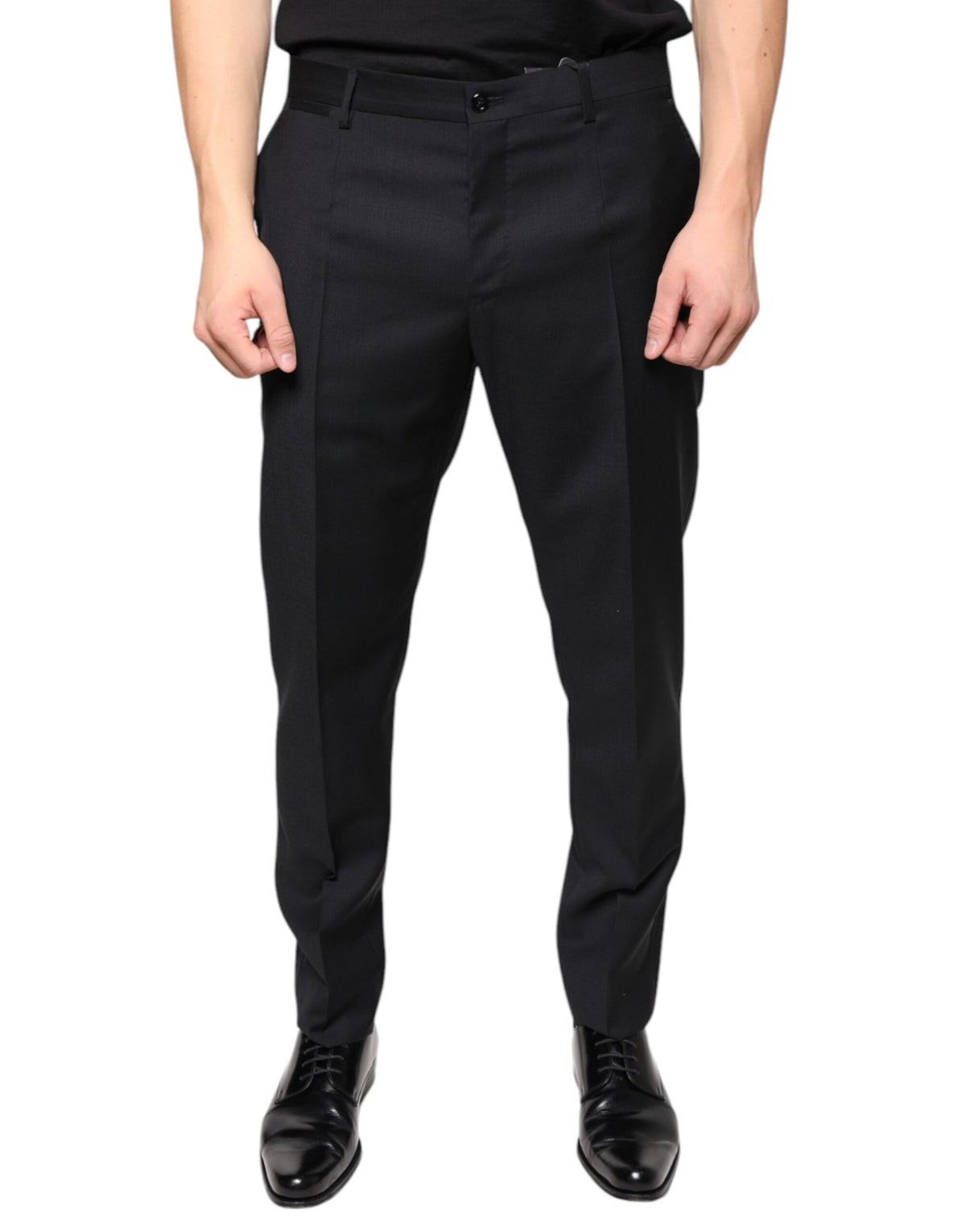 Pantalon tailleur noir en laine slim pour homme de Dolce &amp; Gabbana