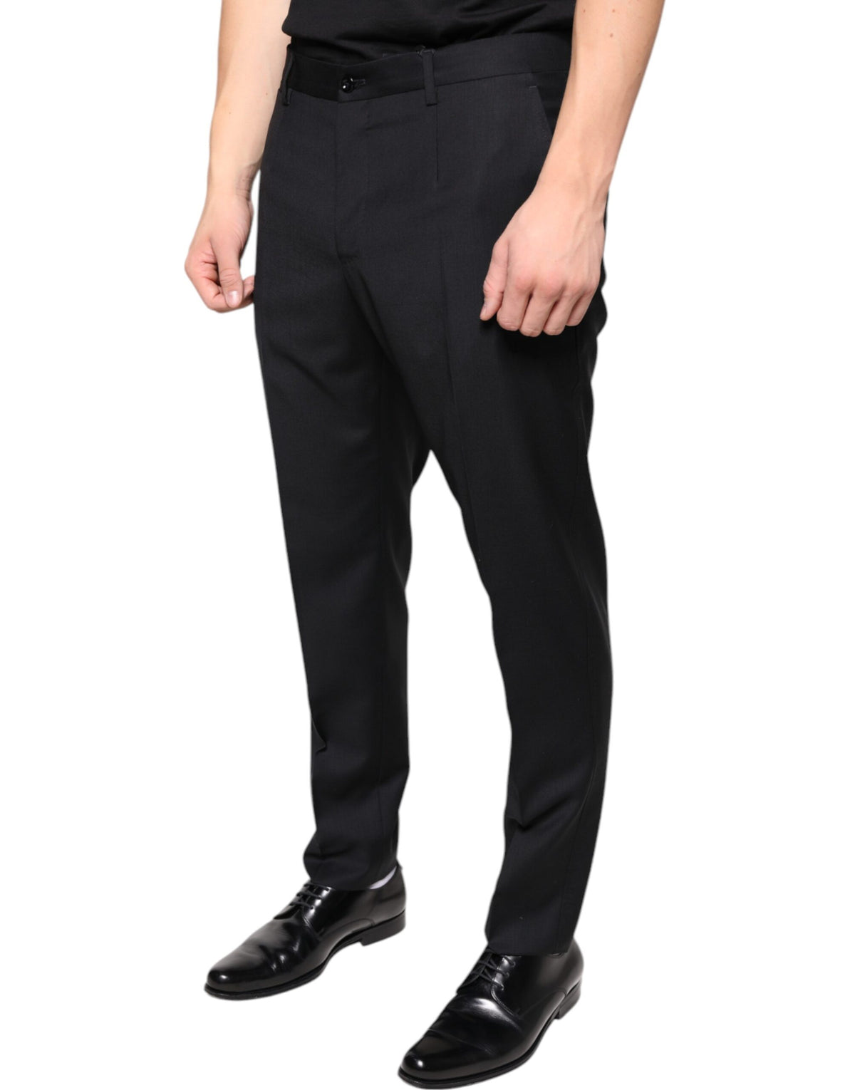Pantalon tailleur noir en laine slim pour homme de Dolce &amp; Gabbana