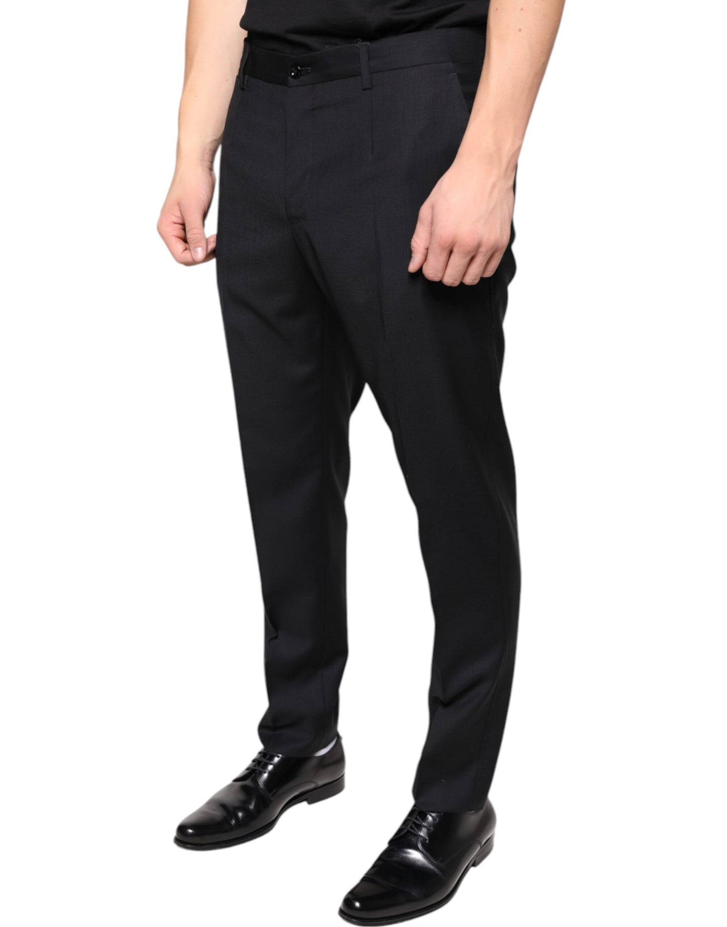 Pantalon tailleur noir en laine slim pour homme de Dolce &amp; Gabbana