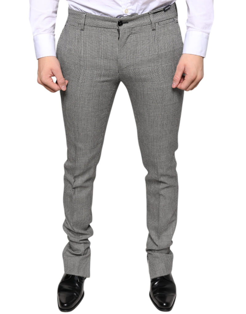 Dolce &amp; Gabbana grijze geruite wollen skinny broek (tartan)