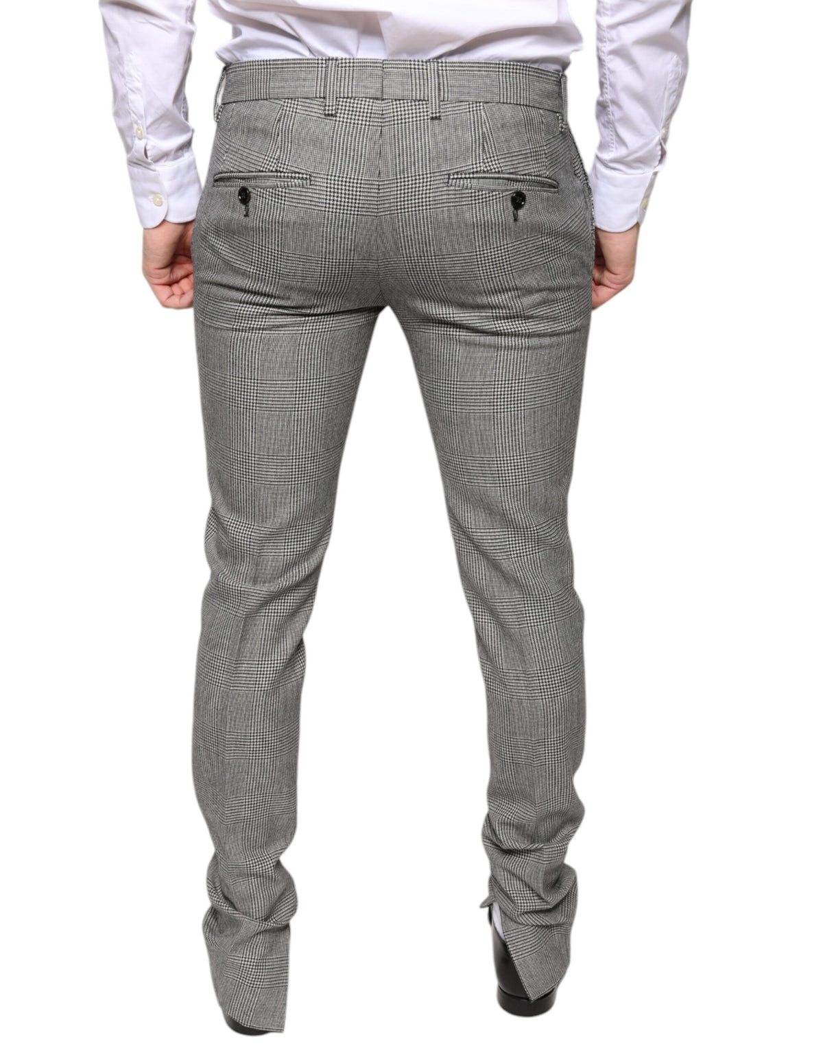 Pantalon skinny en laine à carreaux écossais gris de Dolce &amp; Gabbana