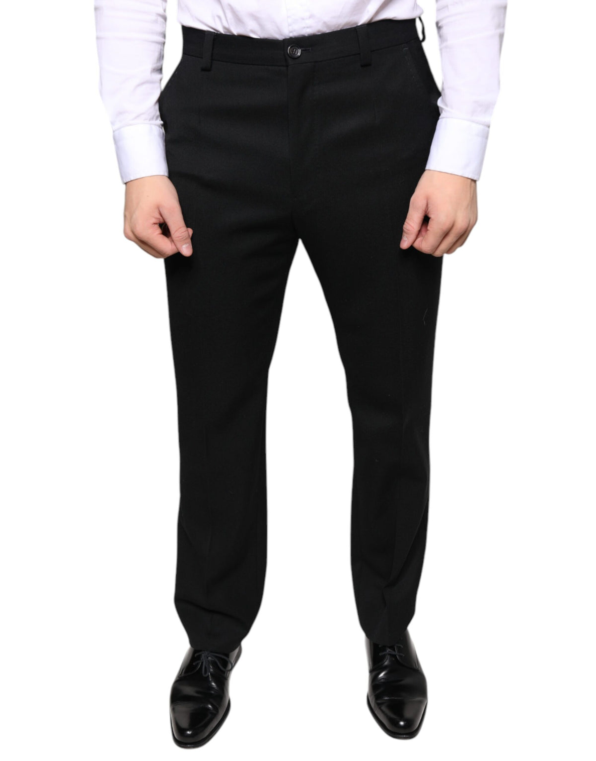 Pantalon tailleur noir en laine slim pour homme de Dolce &amp; Gabbana