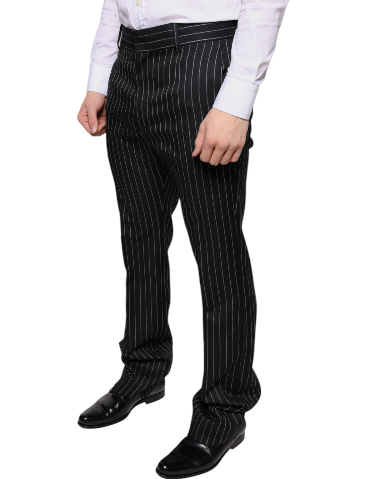 Pantalon habillé homme noir à rayures, coupe slim, Dolce &amp; Gabbana