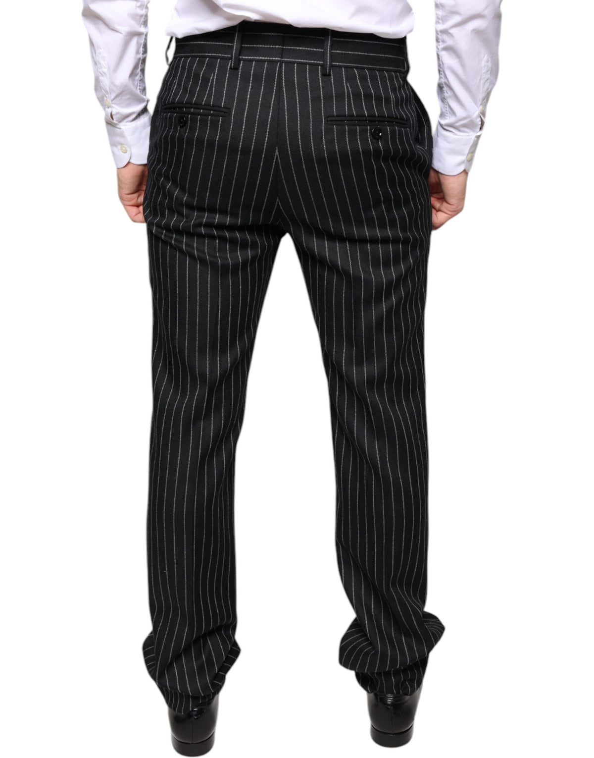 Pantalon habillé homme noir à rayures, coupe slim, Dolce &amp; Gabbana