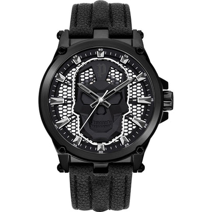 Montre Police en cuir noir