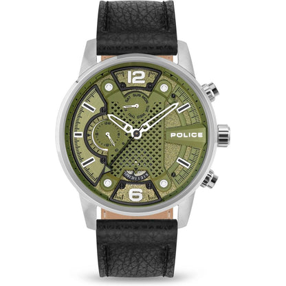 Montre Police en cuir noir