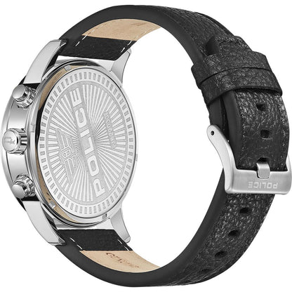 Montre Police en cuir noir
