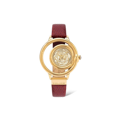 Montre Police en cuir rouge