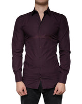 Robe en coton violet foncé Dolce &amp; Gabbana, chemise habillée homme dorée.