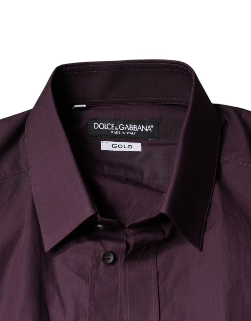 Dolce &amp; Gabbana donkerpaarse katoenen jurk GOUD heren formele overhemden