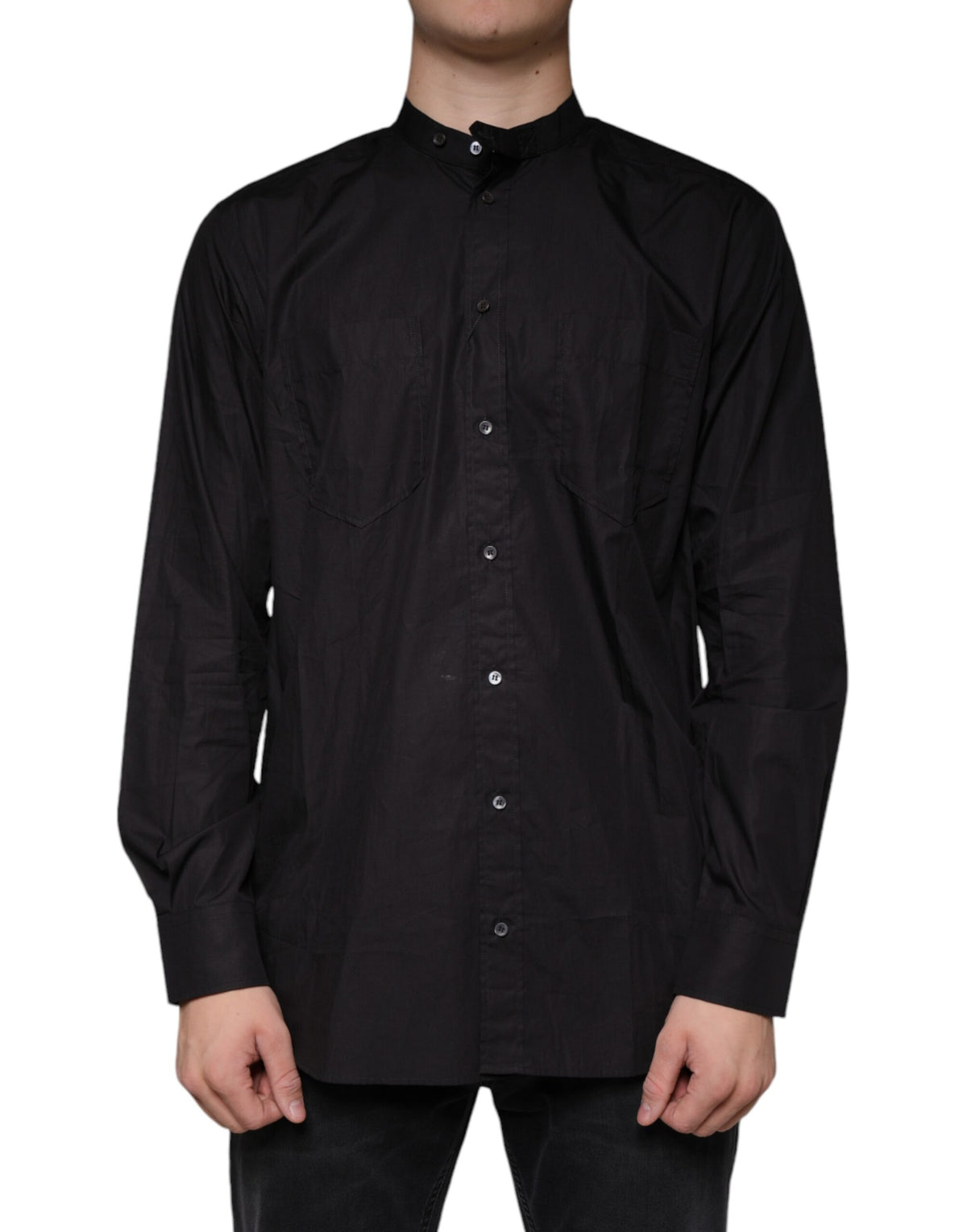 Chemise homme décontractée à boutons en coton noir Dolce &amp; Gabbana
