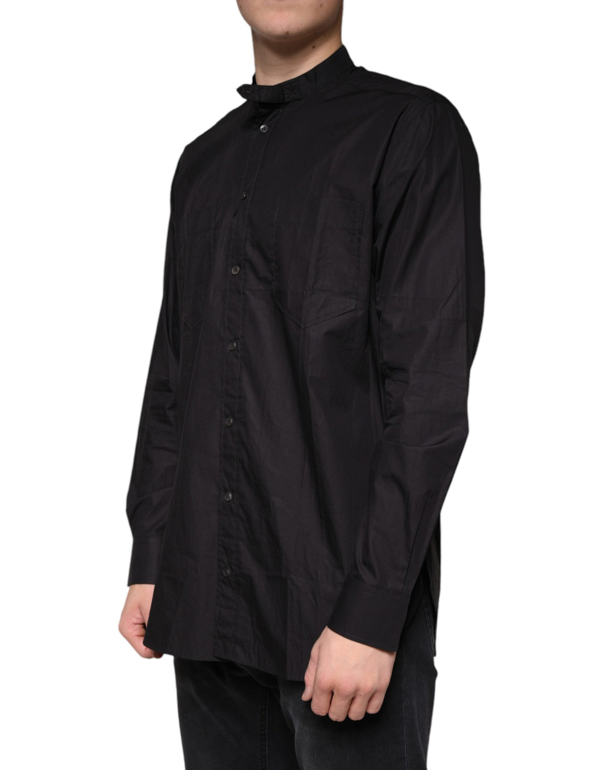Chemise homme décontractée à boutons en coton noir Dolce &amp; Gabbana