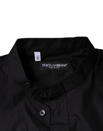 Dolce &amp; Gabbana zwart katoenen overhemd met knopen voor heren, casual model.