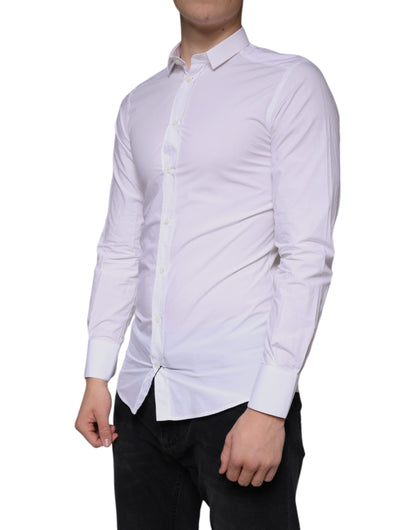 Dolce &amp; Gabbana witte katoenen jurk, GOUDEN formele overhemd met kraag