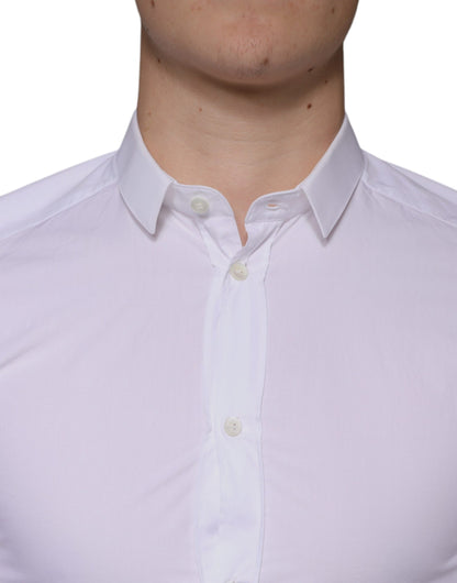Dolce &amp; Gabbana witte katoenen jurk, GOUDEN formele overhemd met kraag