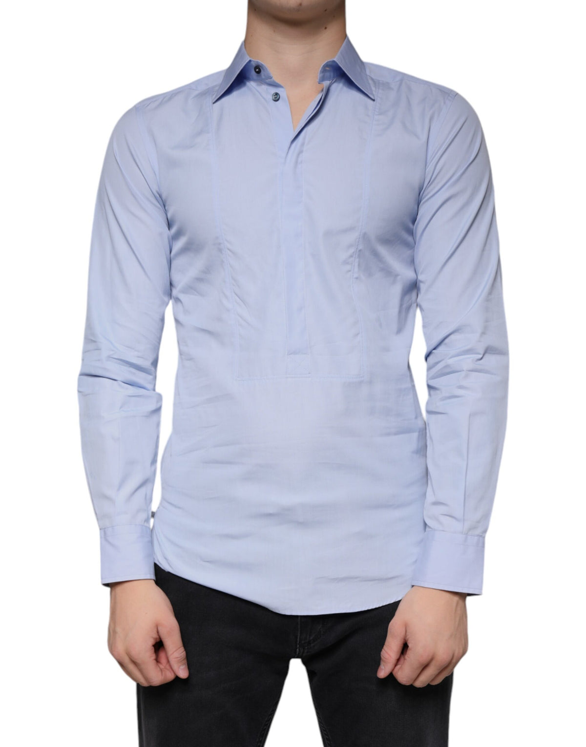 Chemise habillée pour homme en coton bleu clair Dolce &amp; Gabbana