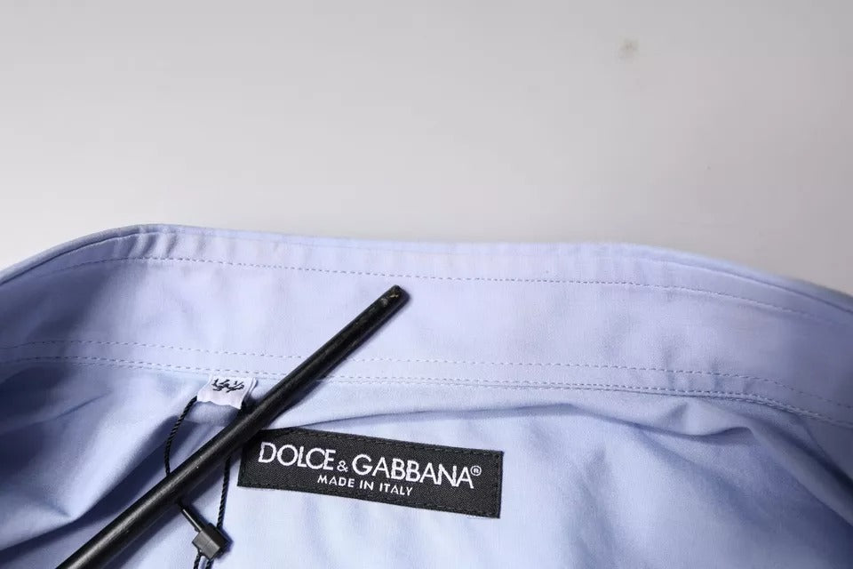 Dolce &amp; Gabbana lichtblauwe katoenen heren overhemd, geschikt voor formele gelegenheden.