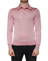 Polo homme à manches longues en polyester rose de Dolce &amp; Gabbana