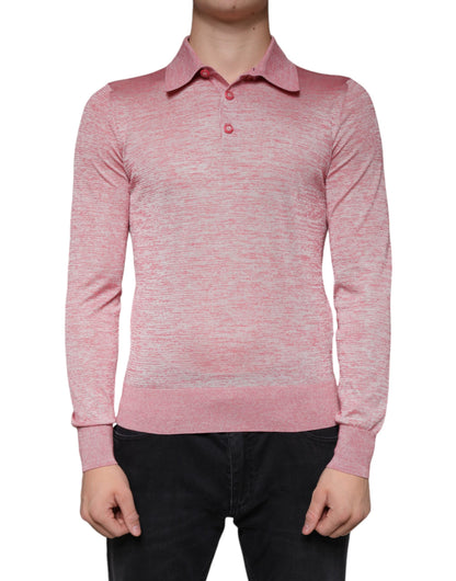 Dolce &amp; Gabbana roze polyester poloshirt met lange mouwen voor heren